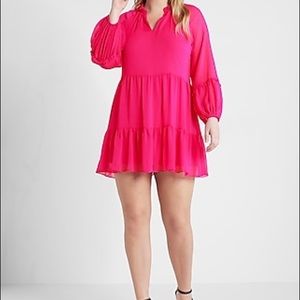 Express Solid Tiered Trapeze Dress